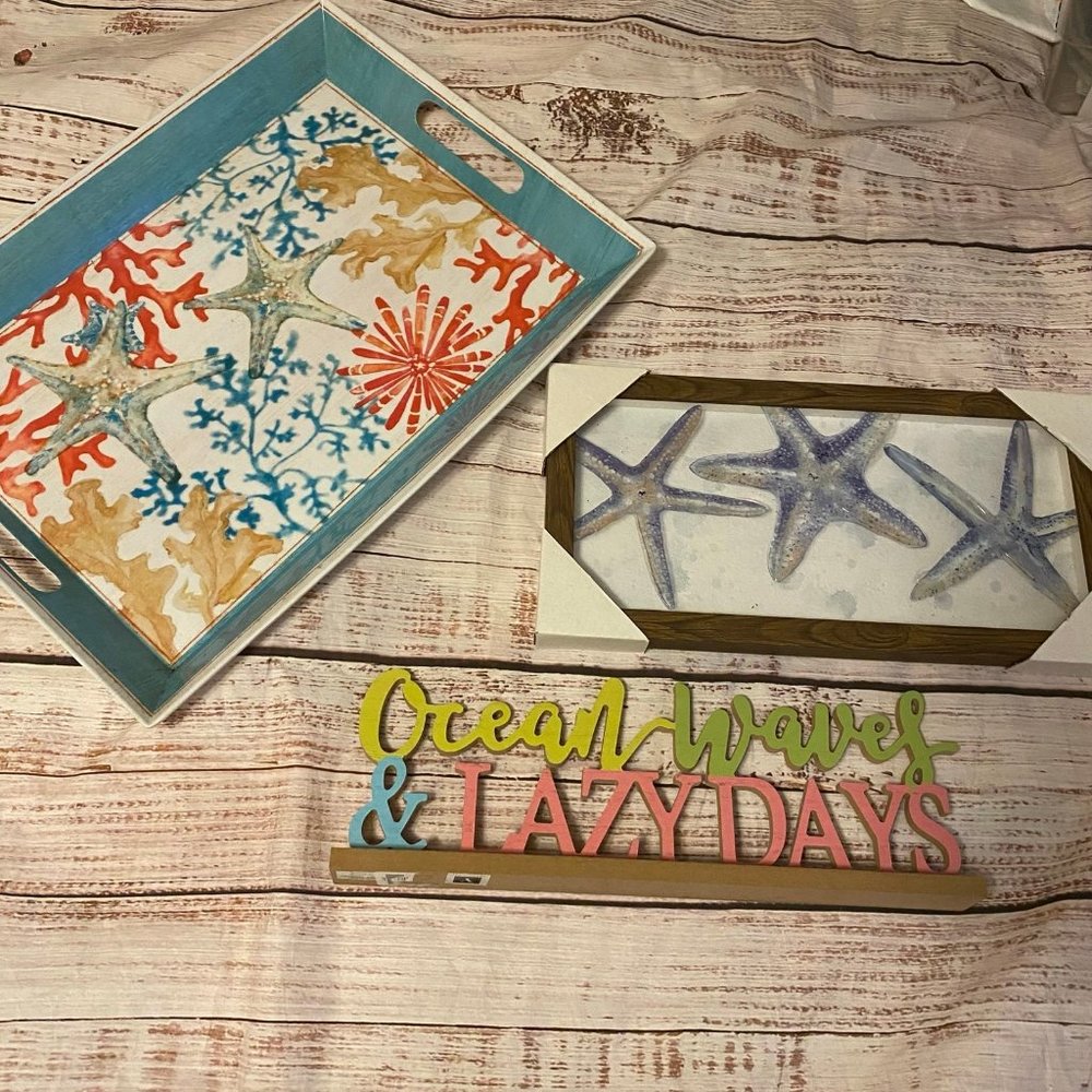 Beach house home decor lot of 3